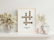 Personalized Family Name Sign, Crossword Scrabble Print, Custom Family Letter Tile Print, Name Puzzle, Last Name Sign, Best Friend Gifts