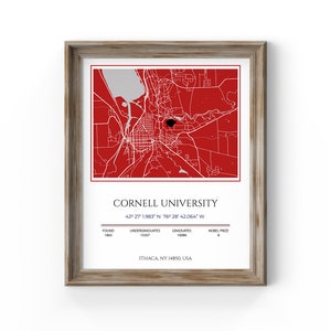 Cornell University Map Print, Abitur Geschenk, Efeu University Freshman Geschenk, Neues Studenten Geschenk Poster, Beste College Freund Geschenk