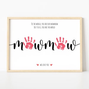 Artisanat d'art empreinte de main MAWMAW, cadeau de fête des mères pour grand-mère, cadeau de Noël pour grand-mère, carte bricolage bébé enfant, empreintes de mains de frères et sœurs