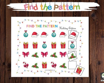 Busy Book Page Find the Pattern Holiday 2, Preschool Busy Binder, Toddler Activities, Preschool Curriculum, Christmas Gift for Kids