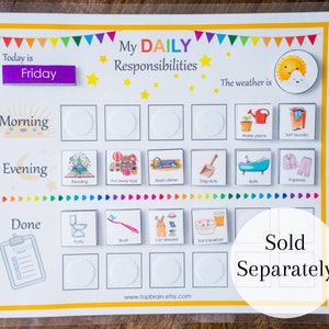 Kids Daily Responsibilities Chart 63 Extra Icons Only, Printable Daily Routine Checklist, Household Chore Chart, Daily Homeschool Planner image 5