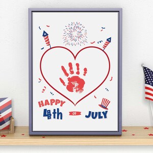 4th of July Independence Day Handprint Footprint Art Craft, USA Flag American America Child DIY Baby Kids Card, Toddler Preschool Art Craft