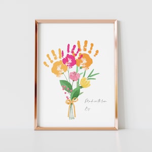 Aangepaste Valentine Art Print handafdruk liefde aandenken bloemenboeket moeder moeder betekenisvol cadeau voor haar DIY Craft Kid kinderen peuter activiteit