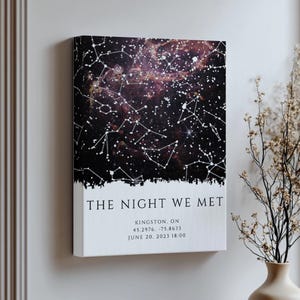 Custom Star Map Canvas, Night We Met Anniversary Gift, Night Sky Print, Star Map, Wedding Gift, Constellation Print, Personalised Gift