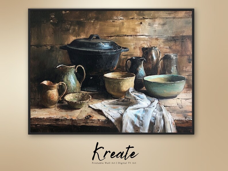 PRINTABLE Farmhouse Print Vintage Rustic Kitchen Painting Country Wall