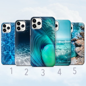 Étui de portable vagues océaniques, mer, eau, sous-marin, tropical - Compatible avec iPhone 8, SE2020, Xr, 11, 12, 13, 14, 15, 16 | Samsung S23, S24, S25