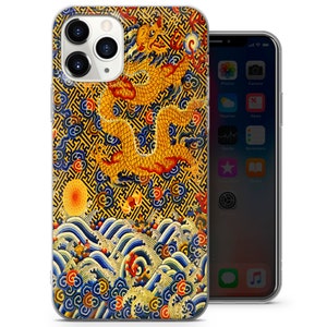 Art Deco Dragon Phone Case, Aesthetic Art Phone Case - Fits iPhone 7, 8, SE2022, Xs, Xr, 11, 12, 13, 14, 15 | Samsung S10, S20, S23, S24, FE