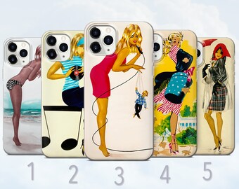 Vintage Woman Fashion Phone Case, Colorful Feminine Retro Chic Cover - Fits iPhone 8, SE2022, Xs, Xr, 11, 12, 13, 14, 15 | Samsung S23, S24