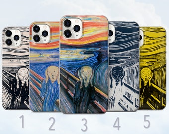 Edvard Munch Phone Case, Scream, Classic Iconic Oil Painting Cover - Fits iPhone 8, SE2020, Xs, 11, 12, 13, 14, 15, 16 | Samsung S24, S25