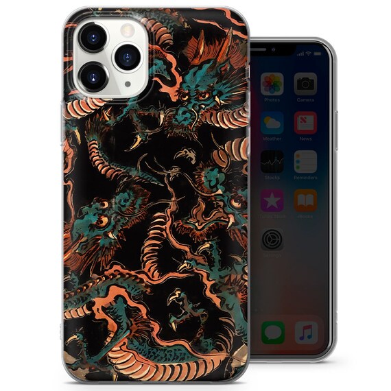 Japanese Art Phone Case, Dragon, Temple, Japan Vintage Art
