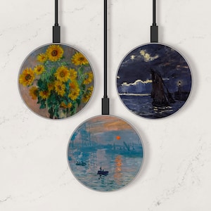 Claude Monet Painting Wireless Charger, Famous Classic Art Fast Qi Charging Pad for iPhone 12, 13, 14, 15, 16, Samsung S22, S23, S24, S25