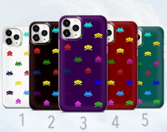 Retro Arcade Gaming Phone Case, Arcade Game, Space Invaders, Cover - Fits iPhone 7, 8, SE2022, Xs, Xr, 11, 12, 13, 14, 15 | Samsung S23, S24