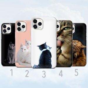 Cute Cats-telefoonhoesje, schattige kat, kattenliefhebber, Cat Lady-hoesje: past op iPhone 8, SE2020, Xs, Xr, 11, 12, 13, 14, 15 | Samsung S10, S23, S24