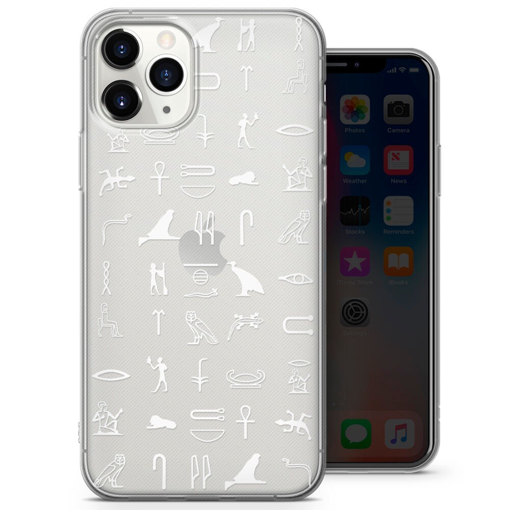 エジプトの象形文字のクリアスマホケース、考古学柄カバー