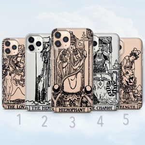 Custodia trasparente per telefono Tarot, amanti, eremita, gerofante, carro, forza - adatta per iPhone 8, SE2022, Xs, 11, 12, 13, 14, 15, 16 / Samsung S24, S25
