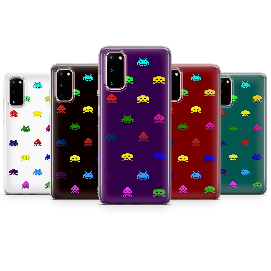 Retro Gaming Phone Case Arcade Game Space Invaders Colorful Etsy