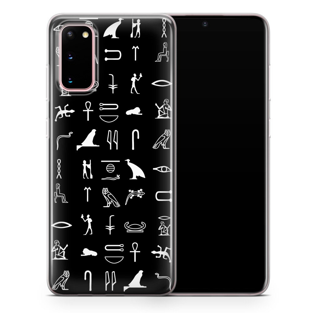 品揃え豊富で エジプトの象形文字のクリアスマホケース、考古学柄カバー iPhoneアクセサリー