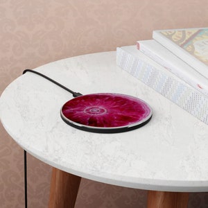 Geode Layered Agate Gemstone Print Wireless Charger, Custom Charging Pad, Fast Qi Charger for iPhone 11, 12, 13, 14, Samsung S20, S21, S22 image 8