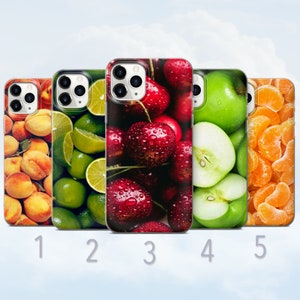 Fruit Phone Case, Peach, Cherry, Lime, Apple, Colorful Phone Cover - Fits iPhone 7, 8, SE2022, Xs, Xr, 11, 12, 13, 14, 15 | Samsung S23, S24