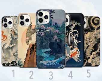 Japanese Art Phone Case, Dragon, Eagle, Fish, Nature