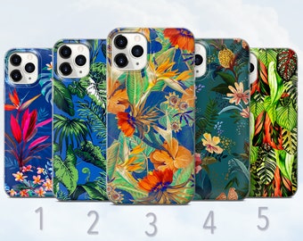 Tropical Flowers Phone Case, Exotic Floral Pattern, Colorful Cover - Fits iPhone 8, SE2022, Xr, 11, 12, 13, 14, 15, 16 | Samsung S24, S25,FE