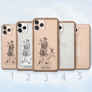 Goddess Artemis Clear Phone Case, Greek Mythology, Gods Cover - Fits iPhone 7, 8, SE2022, Xs, Xr, 11, 12, 13, 14, 15 | Samsung S10, S23, S24