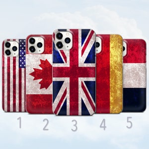 Coque de portable drapeau grunge, États-Unis, Canada, Royaume-Uni, Allemagne, France - Compatible avec iPhone 8, SE2020, Xr, 11, 12, 13, 14, 15. 16 | Samsung S24, S25