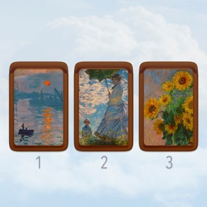 Carteira magnética de arte Claude Monet para iPhone 12-16, pintura a óleo estética icônica, porta-cartões de arte famosa, carteira de telefone personalizada