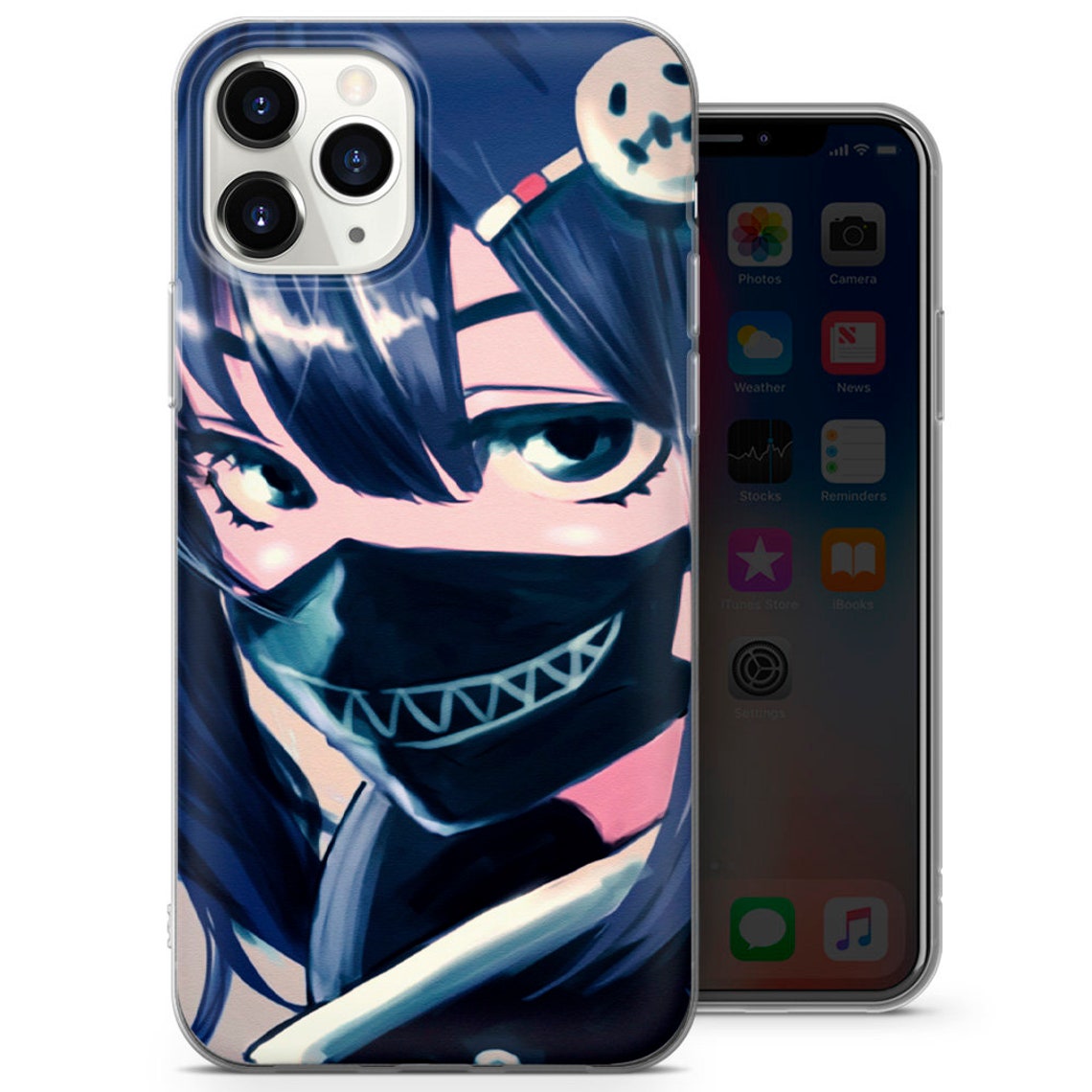Cute Anime Girl Phone Case Masked Aesthetic Colorful Manga Etsy