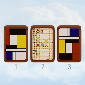 Carteira magnética Piet Mondrian para iPhone 12-16, pintura icônica estética, porta-cartões de arte famosa, carteira de telefone personalizada