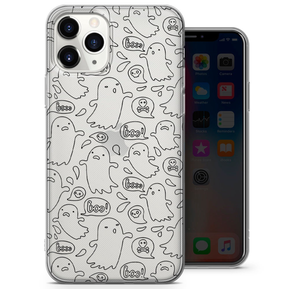 Cartoon Ghosts Phone Case Outlines Clear Cover Fits Iphone Etsy