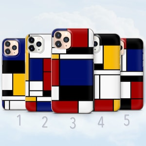 Custodia per telefono Piet Mondrian, Art Deco astratto, cover colorata - adatta per iPhone 8, SE2022, Xs, Xr, 11, 12, 13, 14, 15, 16 / Samsung S10, S24, S25