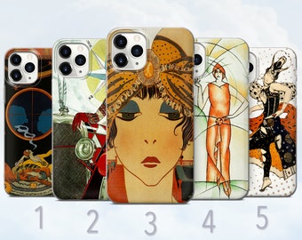 Estuche para teléfono Art Deco, cubierta artística femenina estética - Se adapta a iPhone 6, 7, 8, SE2020, Xs, Xr, 11, 12, 13, 14 / Samsung S10, S20, S21, S22, FE