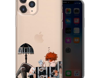 Vintage Girl Clear Phone Case, Aesthetic Chic Boho Transparent Cover - Fits iPhone 8, SE2020, Xr, 11, 12, 13, 14, 16 | Samsung S23, S24, S25