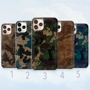 Camouflage Phone Case, Camo Fabric Pattern, Military Cover - Fits iPhone 8, SE2022, Xs, Xr, 11, 12, 13, 14, 15 | Samsung S10, S23, S24, FE