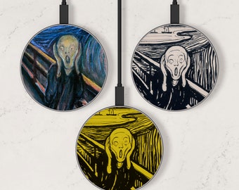 Edvard Munch Scream Wireless Charger, Classic Painting Charging Pad, Fast Qi Charger for iPhone X, XR, 12, 13, 14, Samsung S21, S22, S23