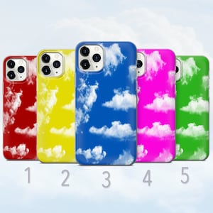 Fluffy Clouds Phone Case, Cute Colorful Sky Pattern Cover - Fits iPhone 7, 8, SE2022, Xs, Xr, 11, 12, 13, 14, 15 | Samsung S10, S23, S24, FE