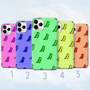 Funda para teléfono con diseño de dinosaurio, diseño de T-Rex kawaii, colorida y con dibujos animados. Compatible con iPhone 8, SE2022, XS, XR, 11, 12, 13, 14 y 15, y Samsung S10, S23 y S24.