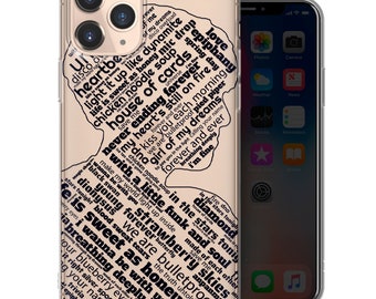 BTS Clear Phone Case Jungkook Silhouette Lyrics Kpop Line Art Cover - Fits iPhone 7, 8, SE2022, X, Xs, 11, 12, 13, 14, 15 | Samsung S23, S24