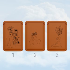 Portefeuille magnétique dessin au trait pour iPhone 12-16, fleurs, papillon, femme, élégant portefeuille pour téléphone au design féminin, impression noir ou blanc