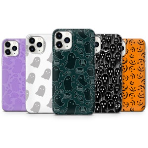 Cartoon Ghosts Phone Case, Cute Halloween Pattern Cover | Fits iPhone 7, 8, SE2022, Xs, Xr, 11, 12, 13, 14, 15 | Samsung S10, S23, S24, FE