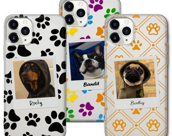 Personalized Pet Clear Phone Case, Cute Paws, Dog, Cat, Gift Idea - Fits iPhone 7, 8, SE2020, Xs, Xr, 11, 12, 13, 14 | Samsung S20, S21, S22
