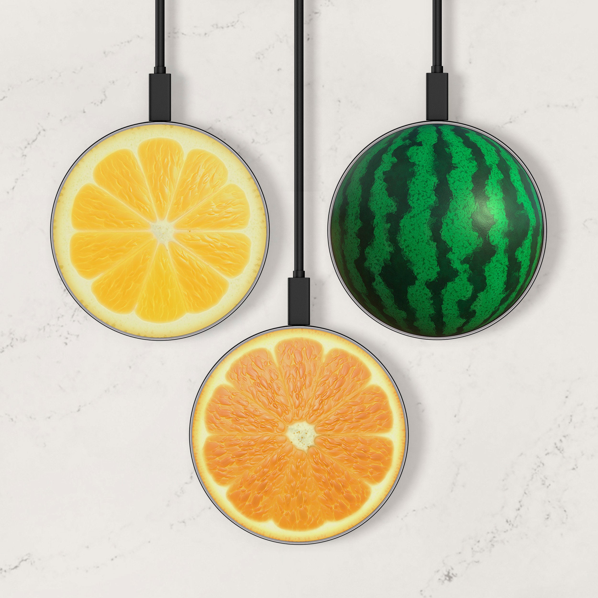 Fruits Wireless Charger Lemon Orange Watermelon Print