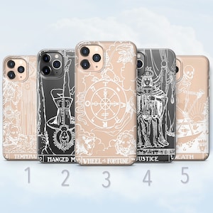 Tarot Handyhülle, Temperance, Gehängter, Rad des Schicksals, Gerechtigkeit, Tod - Passend für iPhone 8, SE2020, Xr, 11, 12, 13, 14, 15, 16 | Samsung S25