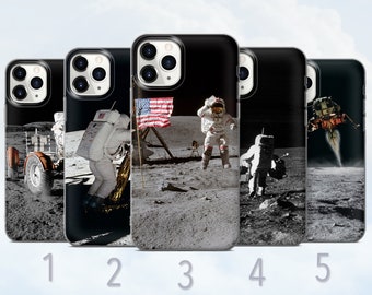 Apollo Moon Landing Phone Case, Universe, Space, NASA Phone Cover - Fits iPhone 8, SE2022, Xs, Xr, 11, 12, 13, 14, 15, 16 | Samsung S24, S25