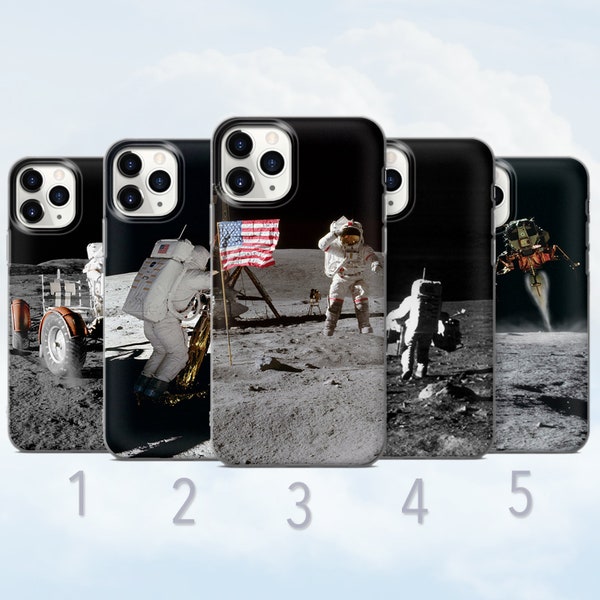 Apollo Moon Landing Phone Case, Universe, Space, NASA Phone Cover - Fits iPhone 7, 8, SE2020, Xs, Xr, 11, 12, 13, 14 | Samsung S20, S21, S22
