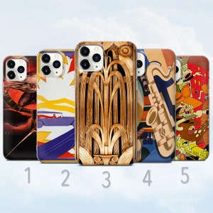 Art Deco Phone Case, Oil Painting, Aesthetic Retro Bling Cover - Fits iPhone 7, 8, SE2022, Xs, Xr, 11, 12, 13, 14, 15 | Samsung S9, S23, S24