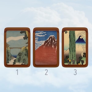 Portafoglio magnetico con arte giapponese per iPhone 12-16, porta carte d'arte vintage Hokusai, portafoglio per telefono personalizzato