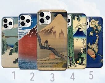 Estuche para teléfono de arte japonés, Hokusai, cubierta de arte vintage estético - Se adapta a iPhone 6, 7, 8, SE2020, Xs, Xr, 11, 12, 13, 14 / Samsung S20, S21, S22