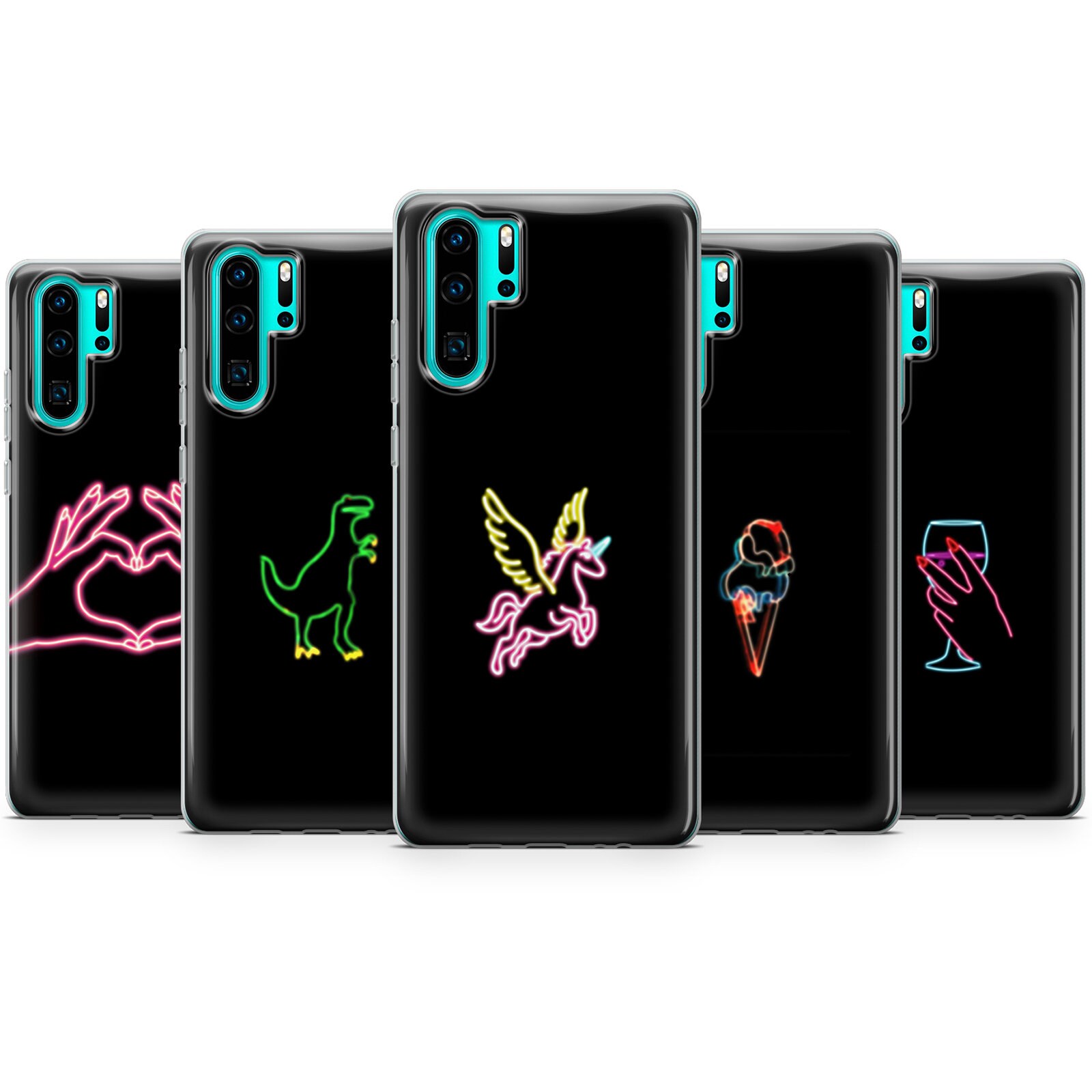Neon Phone Case Minimalist Feminine Cute Neon Glow Black Etsy